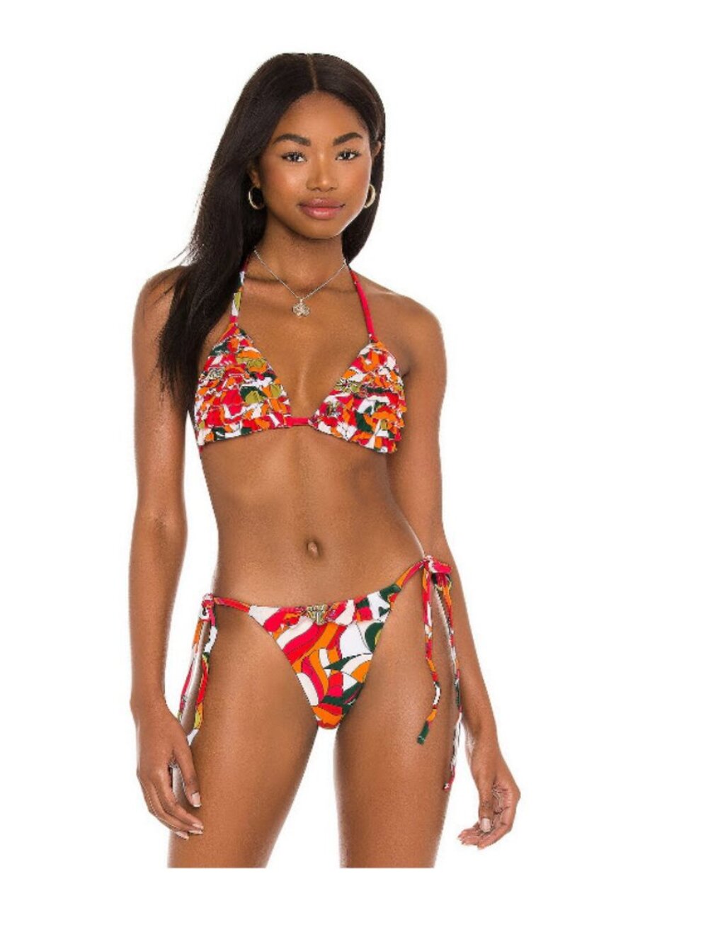 Devon Windsor Carine Red Multi (Item-41) Abstract Triangle Top/L Bottom/S Bikini